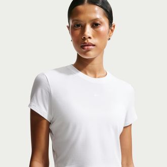 Nike Womens Nike Sportswear Chill Knit Cropped T-Shirt in White | HF9538-100