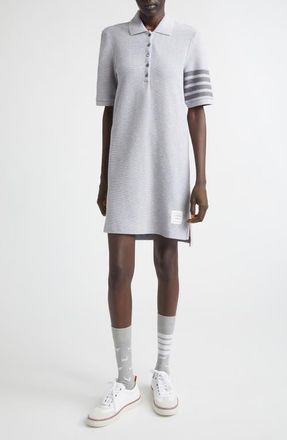 Thom Browne 4-Bar Cotton Piqu&eacute; Polo Dress in Pale Grey at Nordstrom, Size 12 Us