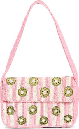 Collection XIIX Kiwi Stripe Beaded Baguette Shoulder Bag in Pink Multi at Nordstrom Rack