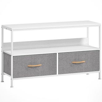 HOMCOM Mueble de tv 98x29x56 cm blanco y gris