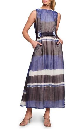 Nic+Zoe Luna Gallery Stripe Sleeveless Maxi Dress in Blue Multi at Nordstrom, Size 10