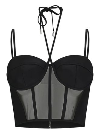 DAVID KOMA Corsetto con inserti in tulle - Nero
