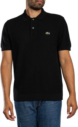 Lacoste Gebreid Poloshirt Met Logo, Zwart