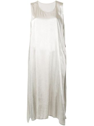 Yohji Yamamoto oversized pinstripe shift dress - women - Polyester/Rayon - 2 - Grey