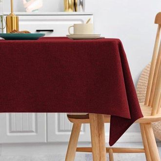 OEM Mantel Rectangular De Lino, 110 X 160 Cm, Resistente Manchas E Impermeable, Caracter&iacute;sticas: Ultrasuave, Sin Arrugas Material Natural. (borgo&ntilde;a)