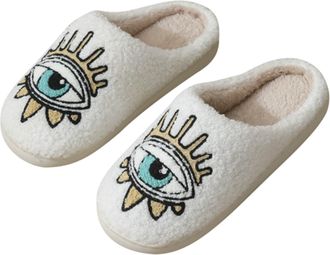 Generic Eye Slippers Soft Warm Winter Slippers Plush Fuzzy Cushion with Thick Soft Sole Cozy Indoor Slipper Boots Memory Foam Funny Shoes for Women, Men & Tee
