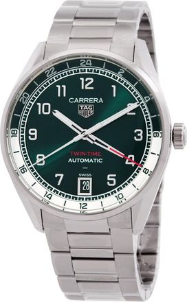 Tag Heuer Pre-owned Tag Heuer Carrera Automatic Green Dial Mens Watch WDA2114.BA0043