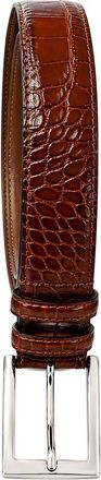 M Made in Italy Croc Embossed Leather Belt in Brown at Nordstrom Rack, Size 34