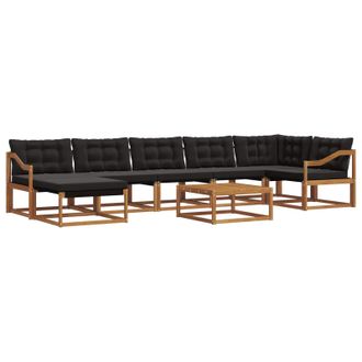 vidaXL Conjunto De Sof&aacute;s De Exterior Con Coj&iacute;n 22 Pcs Natural Y Negro Vidaxl