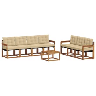 vidaXL Conjunto De Sof&aacute;s De Exterior Con Coj&iacute;n 8 Pcs Natural Y Beige Vidaxl