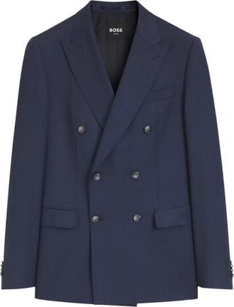 HUGO BOSS Double-breasted colbert - Heren - Jassen - Blauw - Maat: XL Zijde