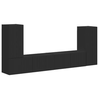 vidaXL Conjunto De Mueble De Tv 4 Pcs Negro Madera De Ingenier&iacute;a Vidaxl