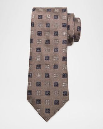 Brunello Cucinelli Men & apos;s Medallion Silk and Cotton Tie