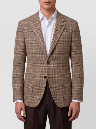 Lardini cashmere virgin wool checked single-breasted suit jacket