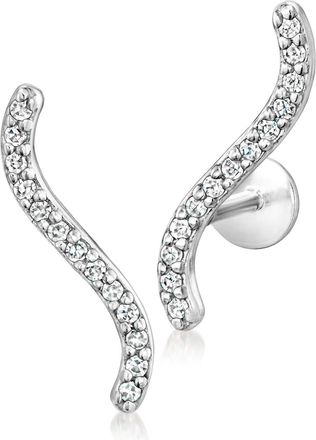 RS Pure by Ross-Simons Diamond Curved Ear Climbers in Sterling Silver