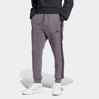adidas Sporthose ADIDAS SPORTSWEAR ESSENTIALS 3-STREIFEN FRENCH TERRY, Damen, Gr. S, N-Gr, schwarz (grau strata, schwarz), Obermaterial: 55% Baumwolle, 36% P