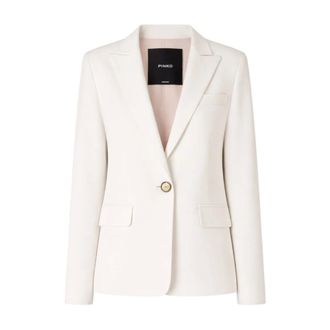 Pinko Single-breasted Linen-blend Blazer - female - PINKO - Blazers - White - 2XL - Jackets