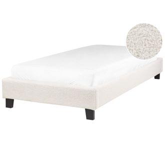 Beliani Beliani - Cama Con Somier Minimalista Sin Cabecero Tapizada De Boucl&eacute; Beige Claro 90 X 200 Cm Roanne