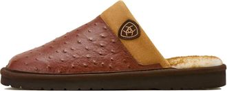 Ariat Mens Silversmith Exotic Ostrich Print Slipper In Cognac