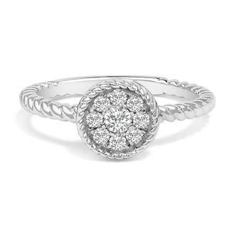 House of Brilliance Sterling Silver 1/4 Cttw Diamond Floral Round Braided Ring