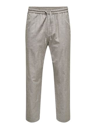 Only & Sons Stoffhose ONLY & SONS ONSLINUS CROP 0007 COT LIN PNT NOOS, Herren, Gr. XXL, N-Gr, bungee cord detail:two tone (wei&szlig;), Web, Obermaterial: 75% Baumwolle