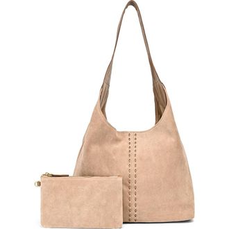 OLD TREND Hydrangea Genuine Leather Suede Classic Hobo Bag in Tan at Nordstrom