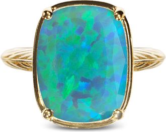 Sterling Forever Sterling Silver Green Opal Elongated Cushion Ring