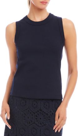 Karen Kane Crewneck Rib Tank in Navy at Nordstrom, Size Large