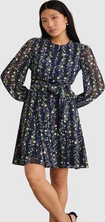 Hobbs London Emilia Fit Flare Mini Dress in Midnight Multi at Nordstrom, Size 12