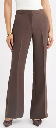 Open Edit Curator Crepe Flare Leg Trousers in Brown Seal at Nordstrom, Size 10