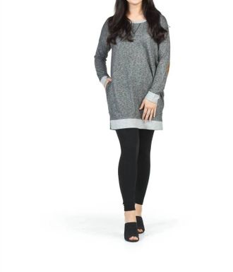 Papillon Elbow Patch Tunic Sweater In Grey