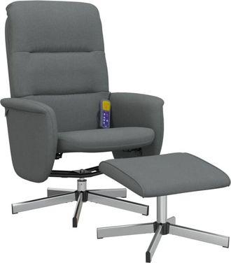 vidaXL Sill&oacute;n Reclinable De Masaje Con Reposapi&eacute;s Tela Gris Oscuro Vidaxl