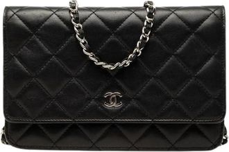 Chanel Pre-owned Wallet on Chain - Dames - Vintage Schoudertas - Zwart - ONE Size - Leer - Vintage