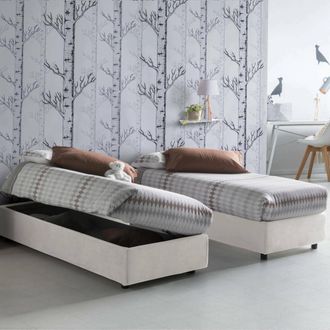Dmora Talamo Italia Letto Singolo Diana, Letto Contenitore Con Rivestimento In Tessuto, 100% Made In Italy, Apertura Laterale, Con Materasso Cm 80x190 Inclu