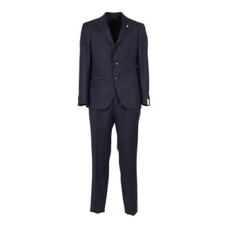 Luigi Bianchi Mantova Single Breasted Suits, male, Blue, Size: 2XL Single-breasted Suit
