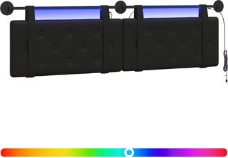 vidaXL Cabecero Colgante Con Luz Led Negro Cuero Sint&eacute;tico Vidaxl