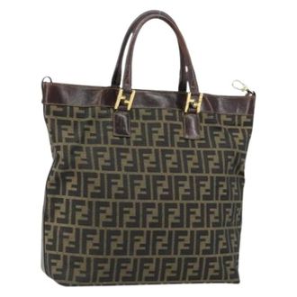 Fendi Pre-owned Tote Bags, female, Brown, Size: ONE SIZE Pre-owned Canvas Tote Bag