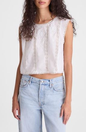 Madewell Embroidered Lace Insert Top in White at Nordstrom, Size Xx-Large