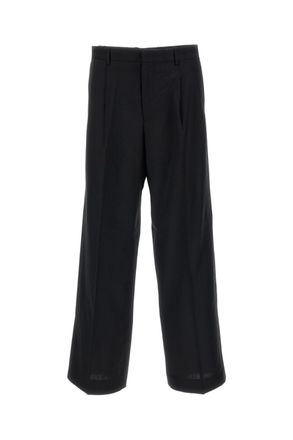 Sunflower Black Tropical Wool Pleated Wide-Leg Pants