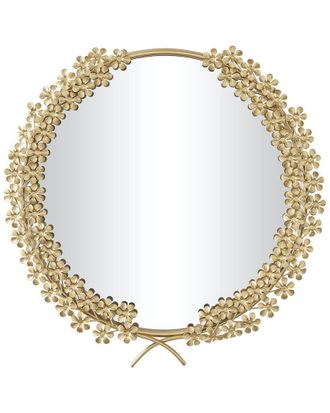 CosmoLiving by Cosmopolitan Cosmoliving By Cosmopolitan Traditional Daisy Floral Metal Wall Mirror
