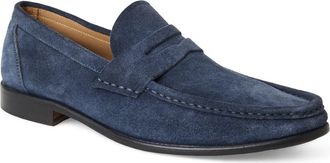Bruno Magli Lombardo Wrapped Moc Toe Penny Loafer in Navy Suede at Nordstrom, Size 11.5