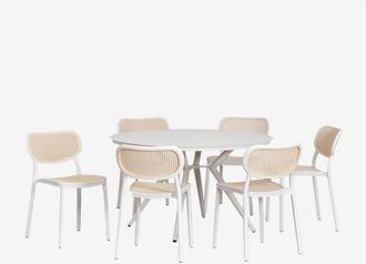 Sklum Sklum - Set De Mesa Redonda En Aluminio (&oslash;125 Cm) Valerie Y 6 Sillas De Jard&iacute;n Omara