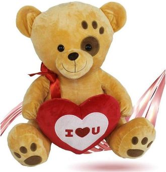 Trade Shop Trade Shop - Orso Peluche 55 Cm Con Cuore Fiocco Rosso Impronta Su Occhio San Valentino 93789