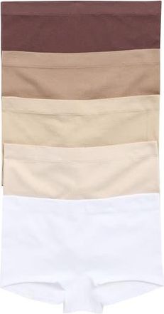 Yogalicious 5-Pack Seamless Rib Boyshorts in Neutral Multi at Nordstrom Rack, Size X-Large
