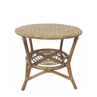 Decoclico Mesa de centro velador de rat&aacute;n natural trenzado