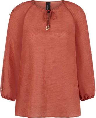 Marc Cain Wijde blouse - Dames - Blouses - Rood - S - Linnen - Overhemden