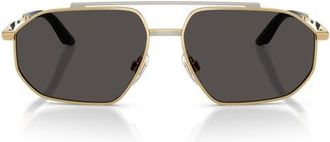 Dolce & Gabbana 59mm Pilot Sunglasses in Gold/Silver /Dark Grey at Nordstrom