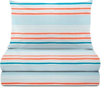 KASANOVA Completo letto 1 piazza e mezza righe azzurre arancione