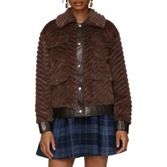 Avec Les Filles Faux Fur Trucker Jacket in Mink-Java at Nordstrom Rack, Size X-Small