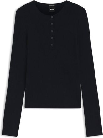 BOSS Merino wool sweater with Henley neckline